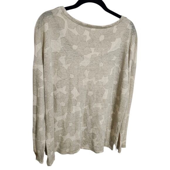 Gudrun Sjoden Medium Beige Floral Pattern Long Sleeve Top Sweater - Picture 5 of 7